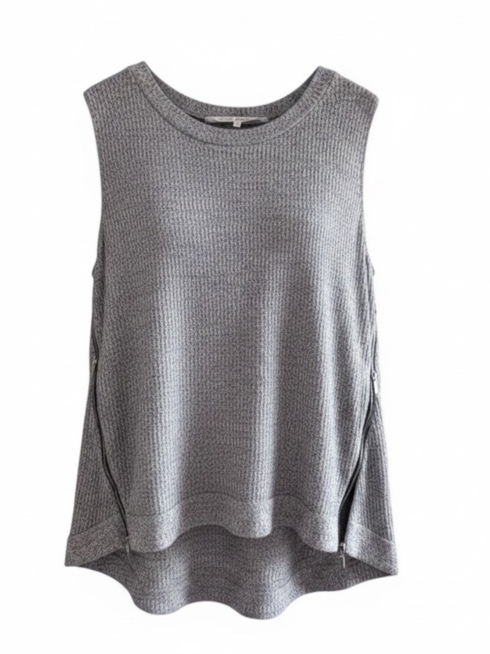 RACHEL Rachel Roy Heather Gray Sleeveless Knit Tank with Side Zippers Xl
